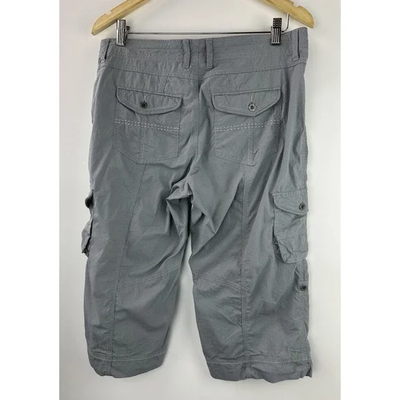 Kuhl Kontra Short Gray Cargo Convertible Roll Tab Adjustable Crop Womens Size 10 - Picture 8 of 13